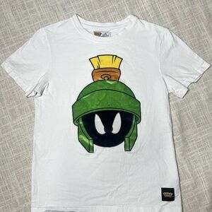 Looney Tunes White Long Sleeve Tee with Green and Yellow Graphic